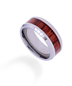 Oak Forged Silver – Men's Wood Inlay Tungsten Ring
