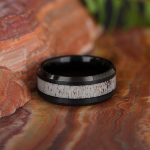 Tungsten Wood Grain – Men's Wood Inlay Tungsten Ring - Image 4