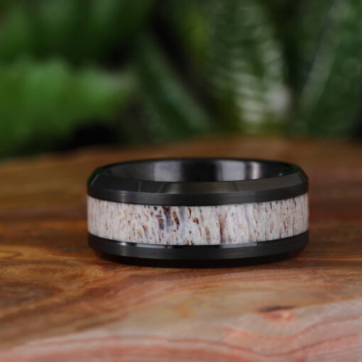 Tungsten Wood Grain – Men's Wood Inlay Tungsten Ring - Image 5