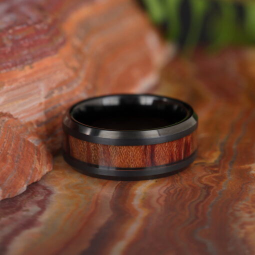 Steelwood Fusion – Men's Wood Inlay Tungsten Ring - Image 4