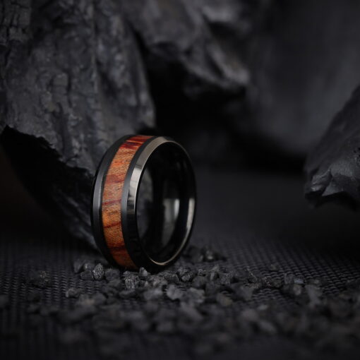 Steelwood Fusion – Men's Wood Inlay Tungsten Ring - Image 3