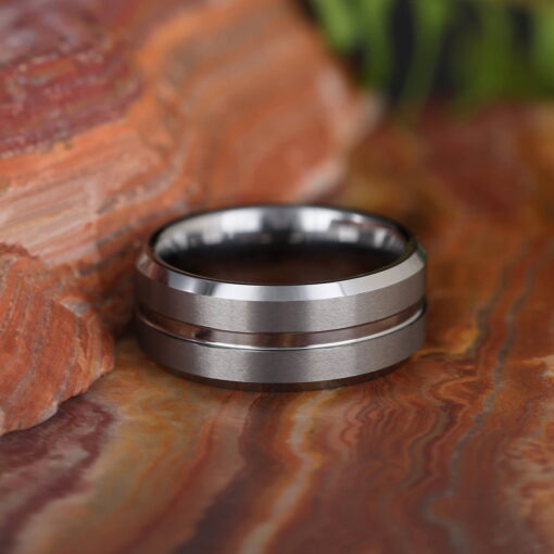 Solidified Silver – Men's Silver Tungsten Ring - Image 4