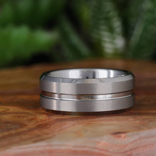 Solidified Silver – Men's Silver Tungsten Ring - Image 5