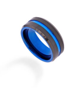 Electric Midnight – Men's Blue Accent Tungsten Ring