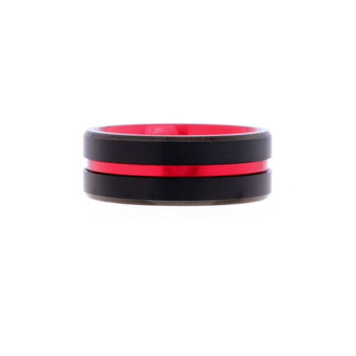Crimson Eclipse – Men's Red Accent Tungsten Ring - Image 2