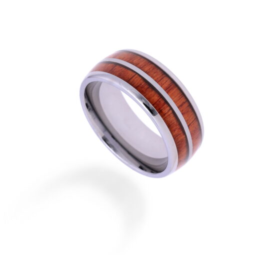 Twinwood Silver – Men's Wood Inlay Tungsten Ring