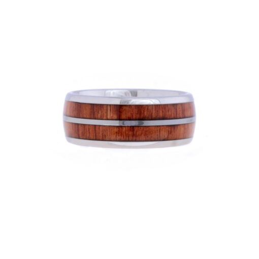 Twinwood Silver – Men's Wood Inlay Tungsten Ring - Image 2
