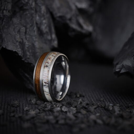 Woodland Elegance – Men's Wood Inlay Tungsten Ring - Image 3