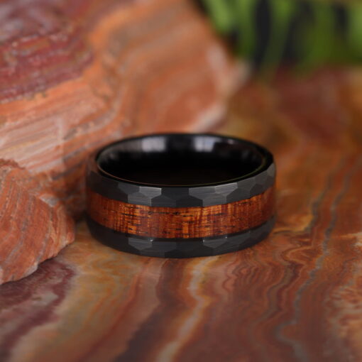 Ashwood Elegance – Men's Wood Inlay Tungsten Ring - Image 4