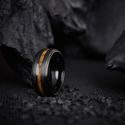 Silverwood Infusion – Men's Wood Inlay Tungsten Ring - Image 3