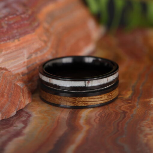 Dualwood Tungsten – Men's Wood Inlay Tungsten Ring - Image 4