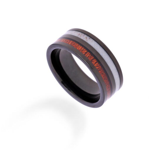 Mahogany Oak Dreams – Men's Wood Inlay Tungsten Ring