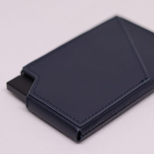Navy Blue Aluminum Pop-Up Card Holder