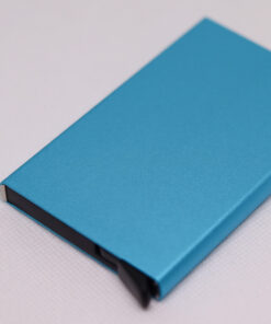 Blue Aluminum Pop-Up Card Holder