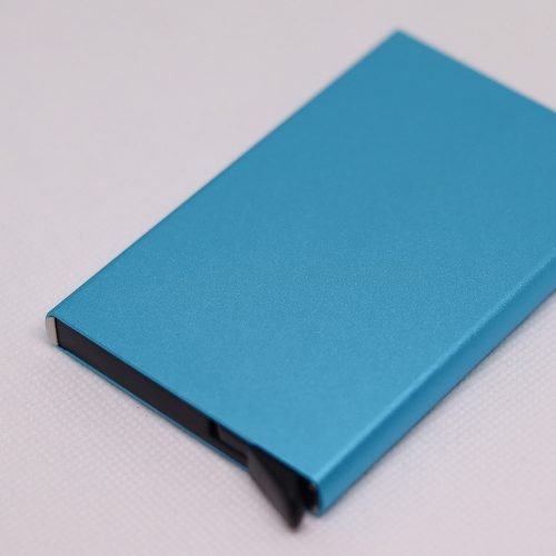 Blue Aluminum Pop-Up Card Holder