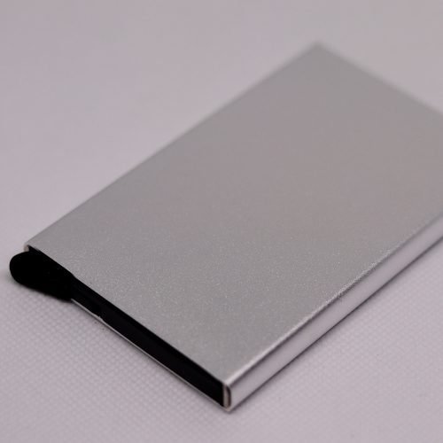 Grey Aluminum Pop-Up Card Holder