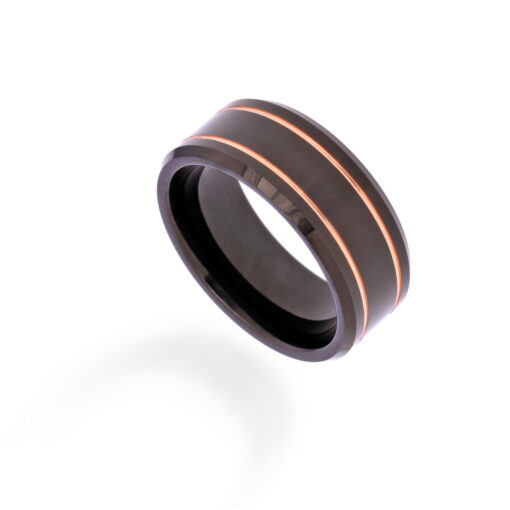 Midnight Twin Gold Infusion – Men's Gold Accent Tungsten Ring