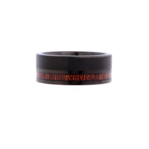Tungsten Oak Offset – Men's Wood Inlay Tungsten Ring - Image 2