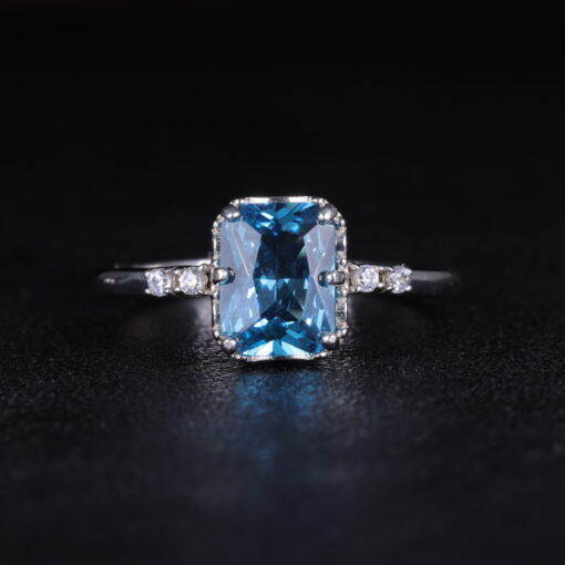 London Blue – Women's Sterling Silver Ring - Image 7